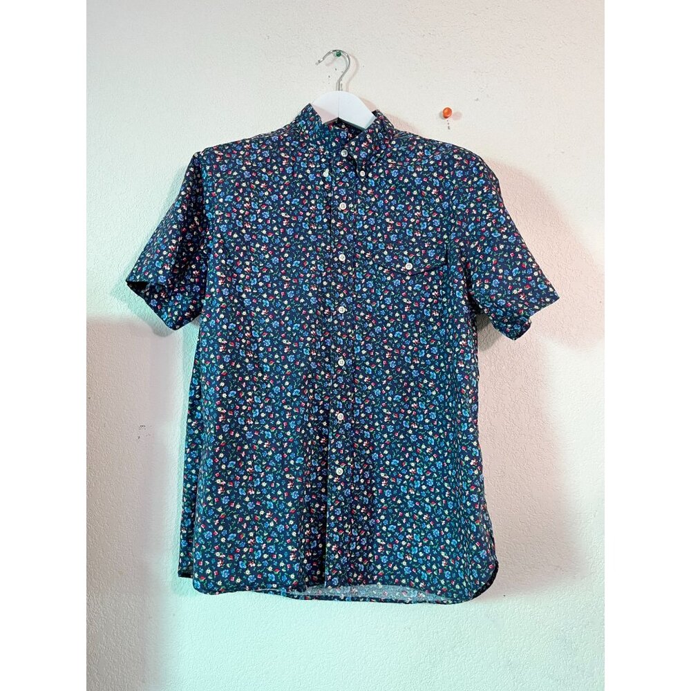 Ralph Lauren Mens Floral Short-Sleeve Button-Down Shirt Large Navy Multicolor